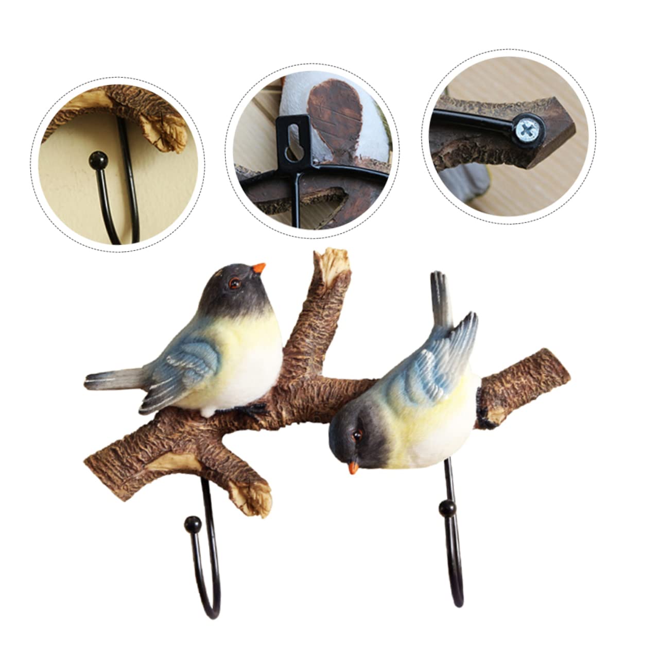 GLEAVI Ganci Da Parete Decorativi in Resina a Forma Di Uccelli, Appendiabiti e Porta-cappelli Rustici in Legno, Set Da 2 Pezzi Per Ingresso, Soggiorno e Camera Da Letto