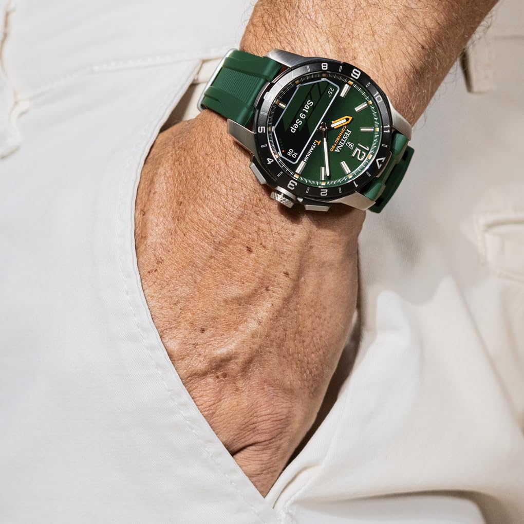 Festina Reloj Inteligente Hombre Híbrido Connected D de Caucho Verde - Analógico Inteligente F23000 - Control Música, Cuenta Pasos, Notifica y Rechaza Llamadas - hasta 10 Días de Batería
