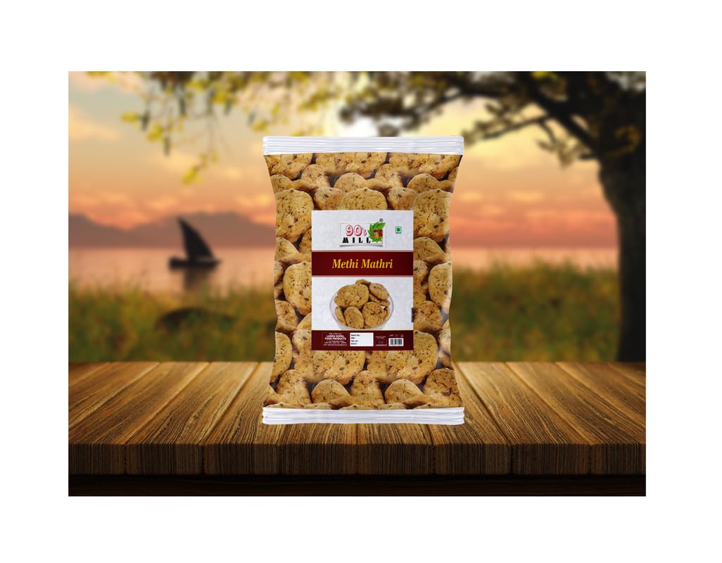90's MILL Authentic Healthy Methi Matthi | Mathri | Nimki | Evening Tea Time Snacks | Healthy | Crispy | Namkeen | Ready to eat | Occasion | Snacks | Festival | Preservatives Free-1Kg*5Pack 3
