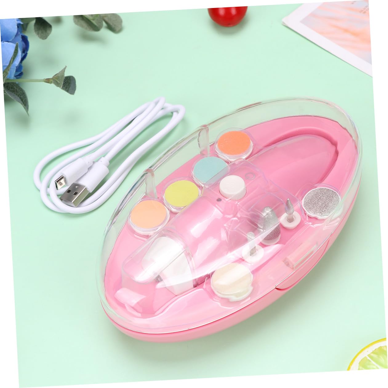 SHOWERORO Uñas Eléctrica Para Bebés Kit De Cortaúñas Cabezales Intercambiables Herramientas De Manicura Sin Batería Diseño Para