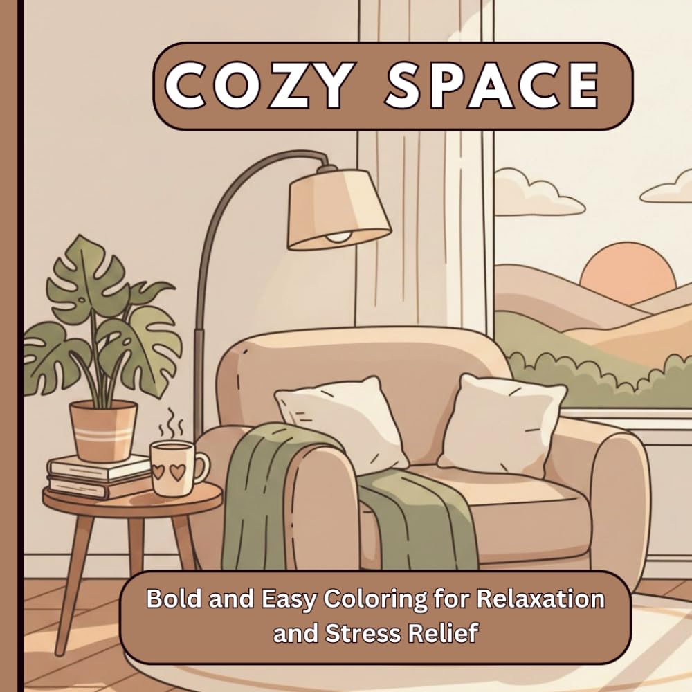 Cozy Spaces Coloring Book: Bold and Easy Coloring for Relaxation and Stress Relief