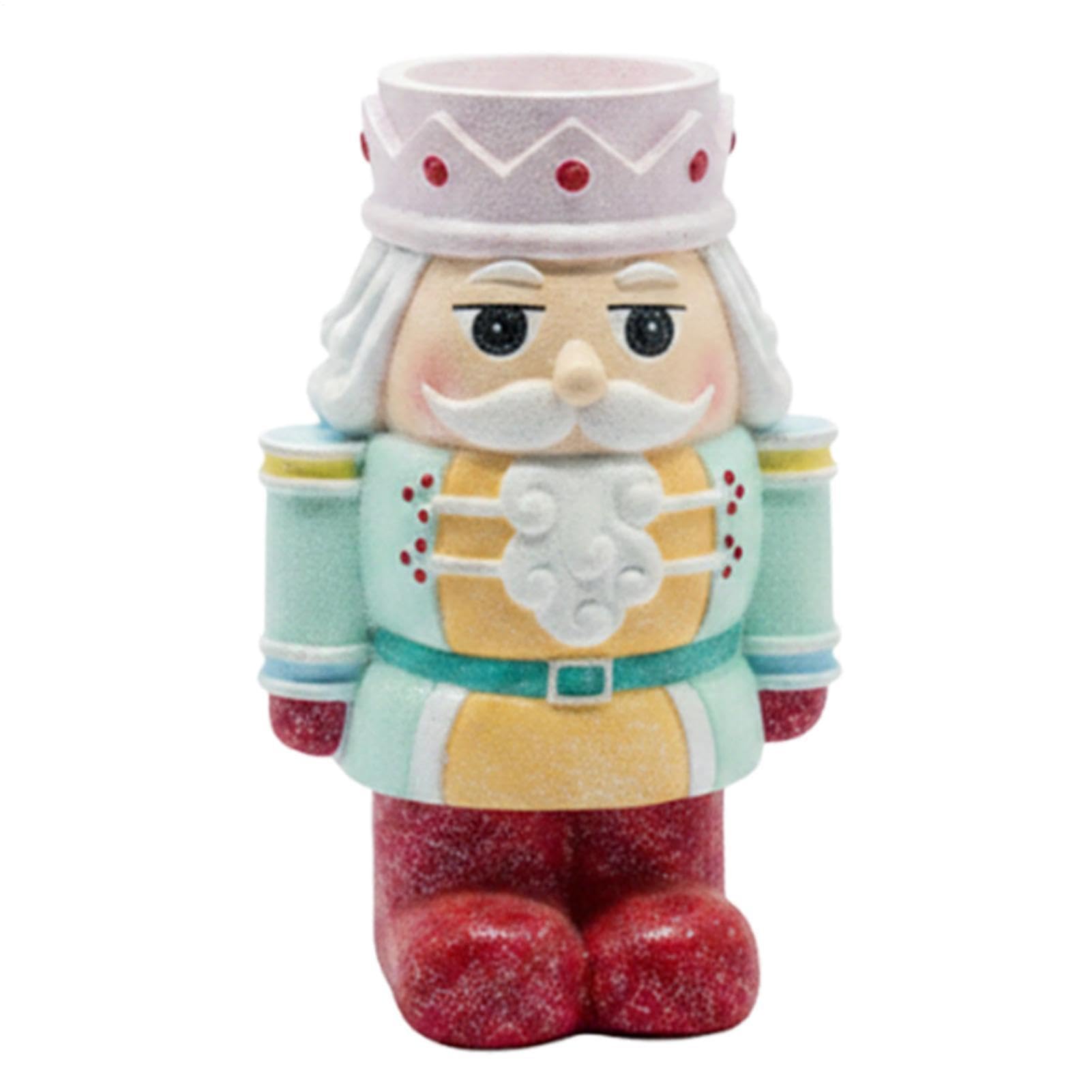 Portavelas De Navidad Figurina de Resina para Centro de Mesa | Portavelas de Vela de Té de Cascanueces de Navidad para Mesa, Estantería, Salón, Comedor, de Navidad