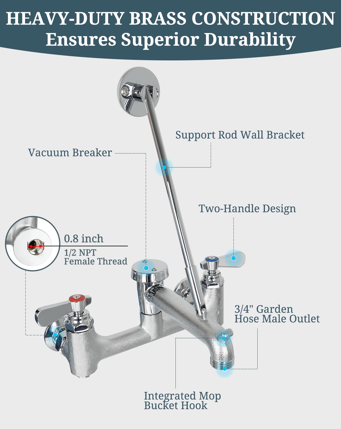 Commercial Sink Faucet with Vacuum Breaker -2