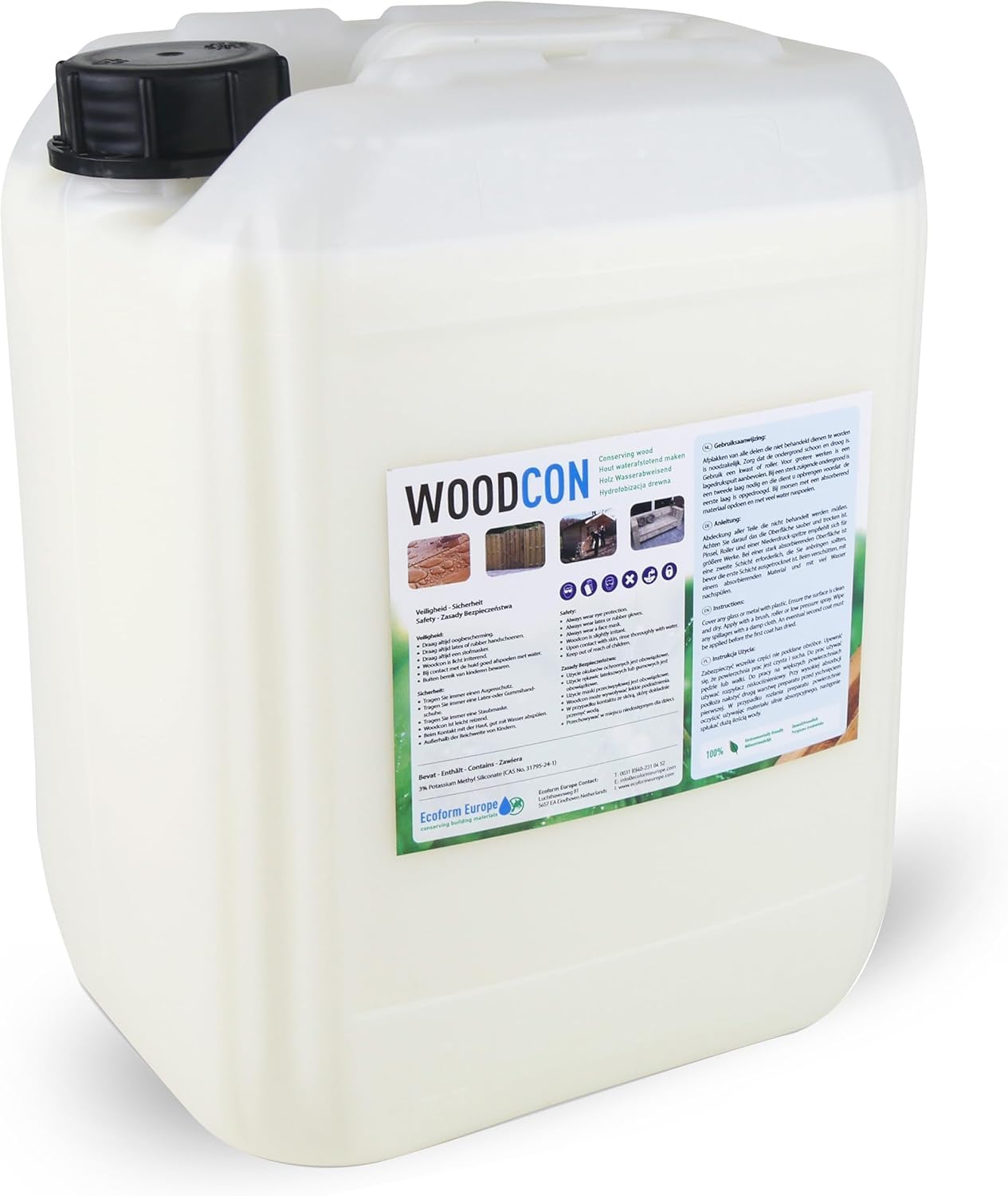 Woodcon - dla 8m² - Gwarantuje 100% wodoodporność drewna - impregnat do drewna - idealny do mebli i ogrodu (Przezrocysty, 2,5L)