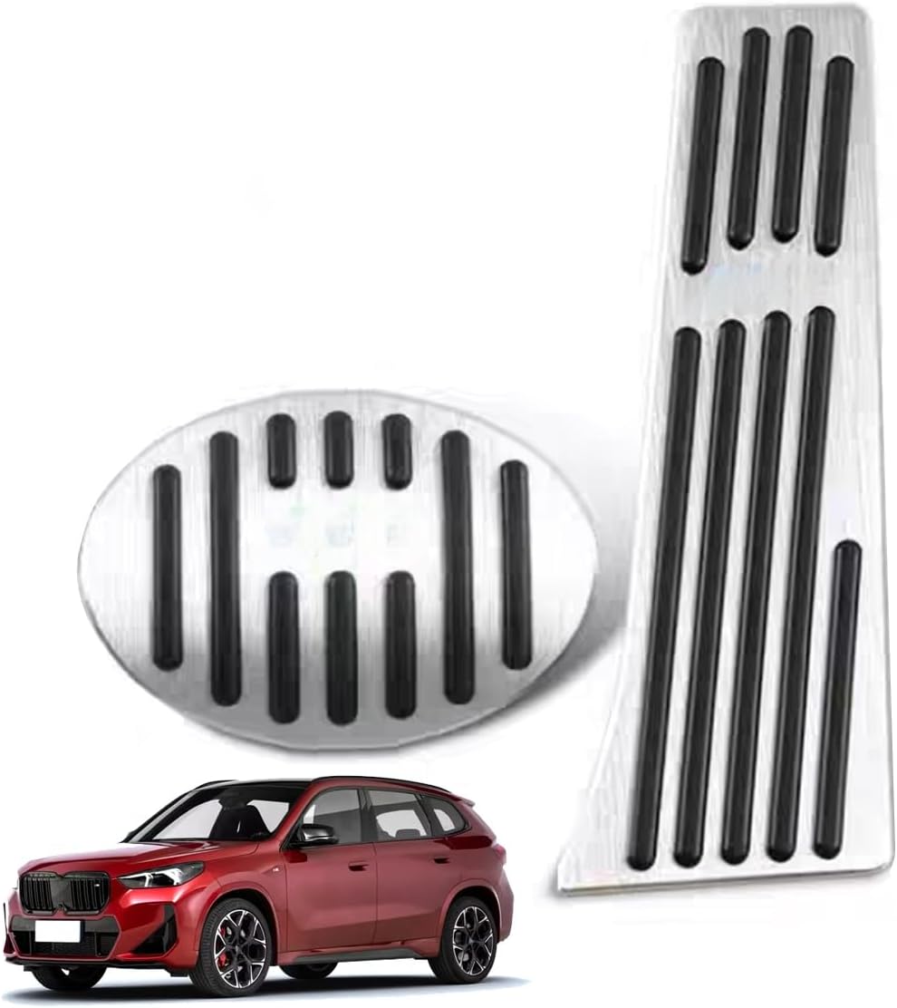 Car Pedal Covers for BMW X1/BMW X2 2016 2017 2018 2019 2020 2021 2022 2023-2026, Auto Aluminum Gas Pedal Covers Accessories Replacement, Non-Slip Accelerator Brake Foot Rest Pedals(Set of 2)