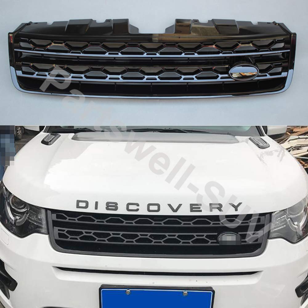 YiXi-Partswell Front Grille Mesh Vent Cover Grill Bar Fit for Discovery Sport 2015-2020 - Black