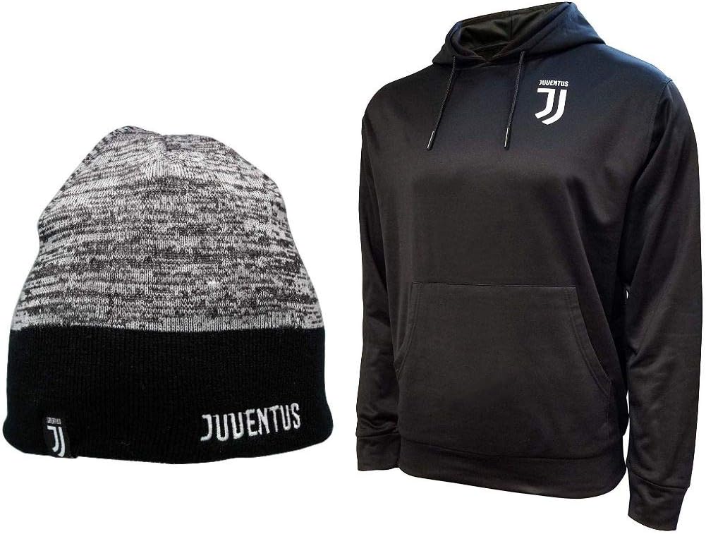 Icon Sports Compatible with Juventus Soccer Hoodie and Beanie Combo 05-M