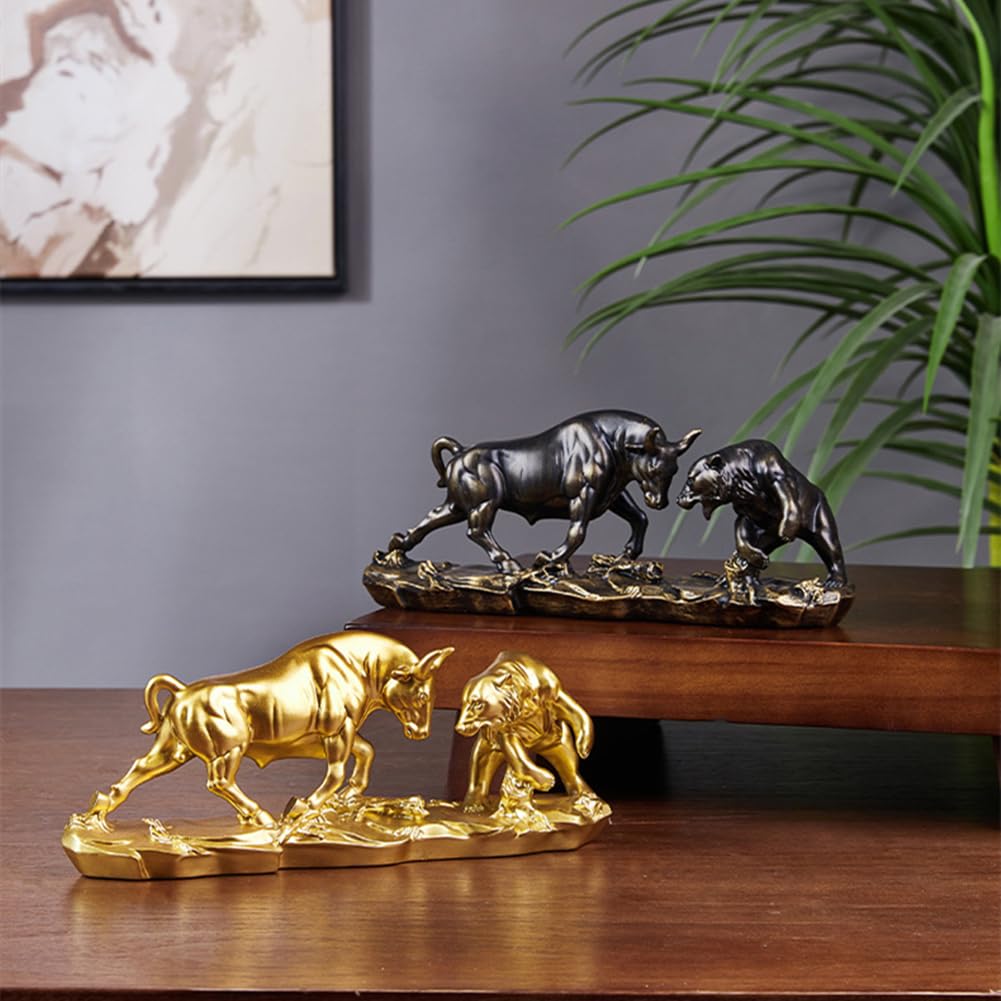 JXCBXJ Bull and Bear Statue,Resin Abstract Tabletop Decor, Stock Market Decor,Gifts for Financial Investment Managers Investor - Image 3