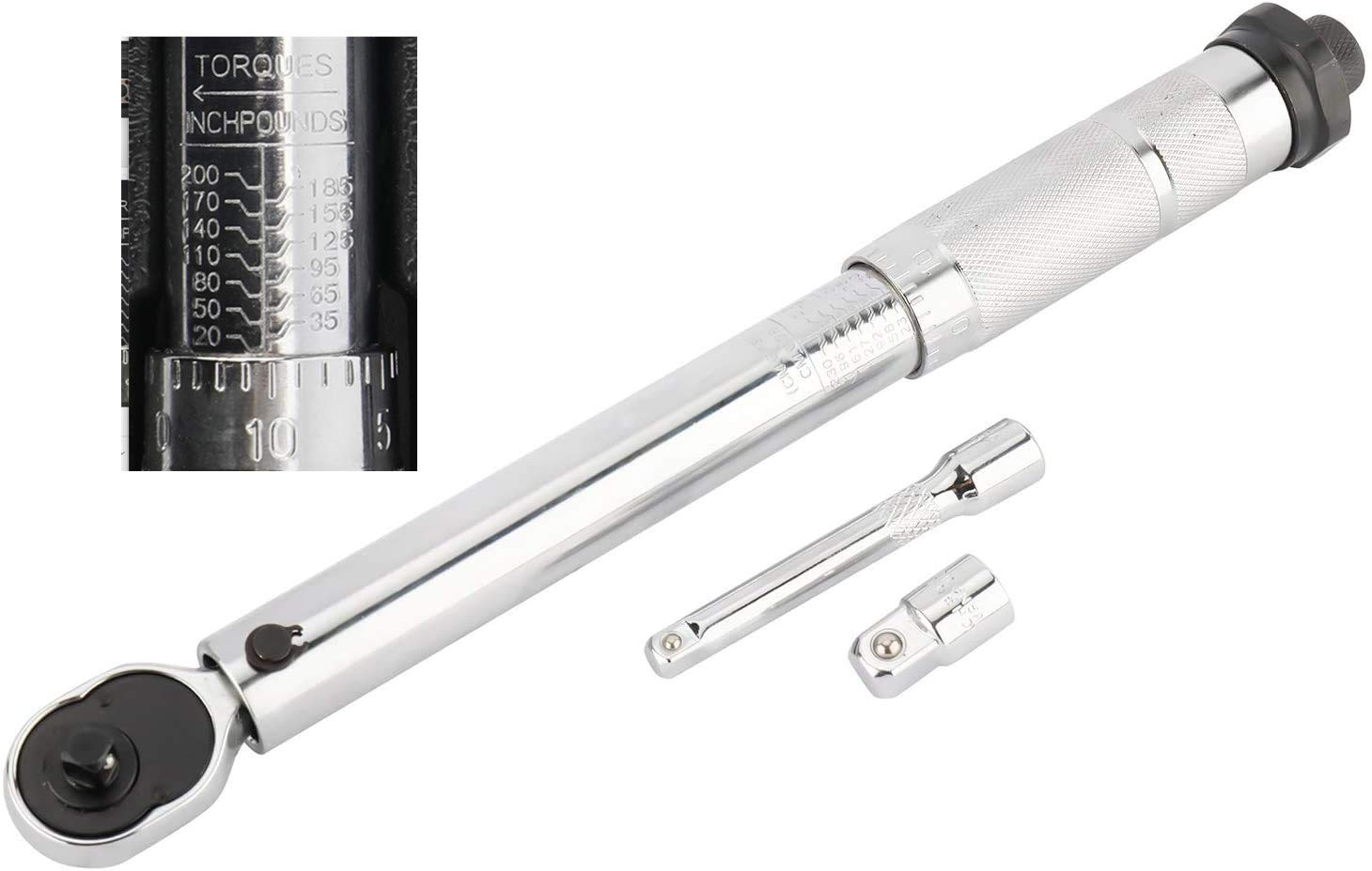 Snapklik.com : 1/4" Drive Adjustable Click Torque Wrench 20-200 Inch-Pound