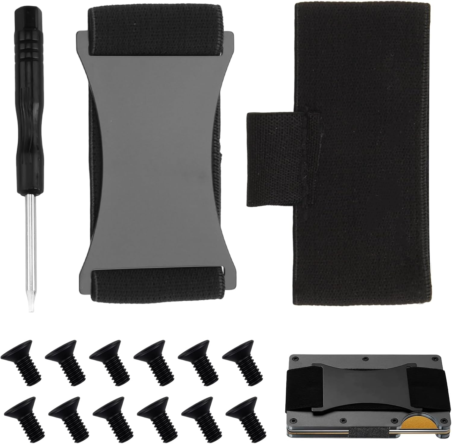 Wallet Elastic Band Replacement Kit Compatible with Ridge Metal Wallets, Durable Elastic Cash Strap with Screws and Mini Screwdriver, Repair Accessories for Men’s Minimalist Card Holder Wallet (set1)