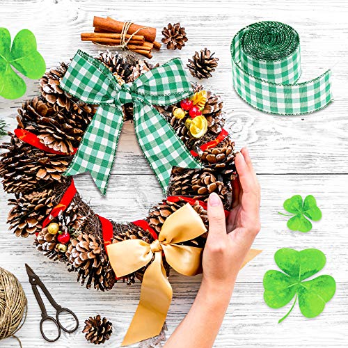 3 rolos de fita xadrez de búfalo do dia de São Patrício verde e branco fita de serapilheira xadrez d