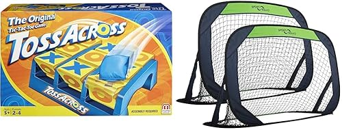 Mattel Games Toss Across Kids - Juego de red portátil de portería de fútbol para niños, lanzamiento de bolsas de frijoles y escuadrón deportivo,
