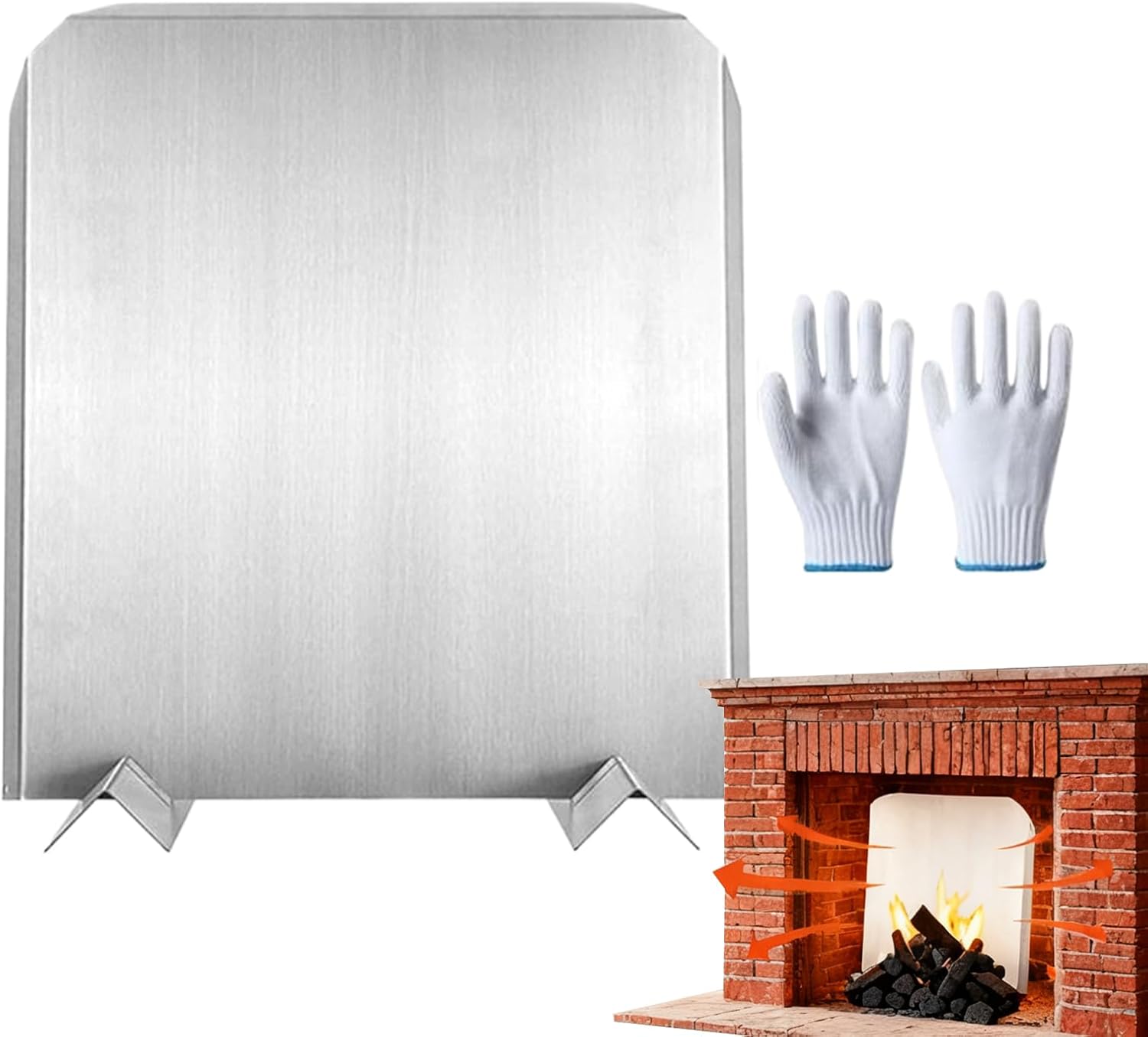 Fireplace Reflector Plate, Winter Warming Panel, Stainless Steel Fireback, for Cafe, Apartment, Living Room, Guest Room, Study, Vacation Home, Villa