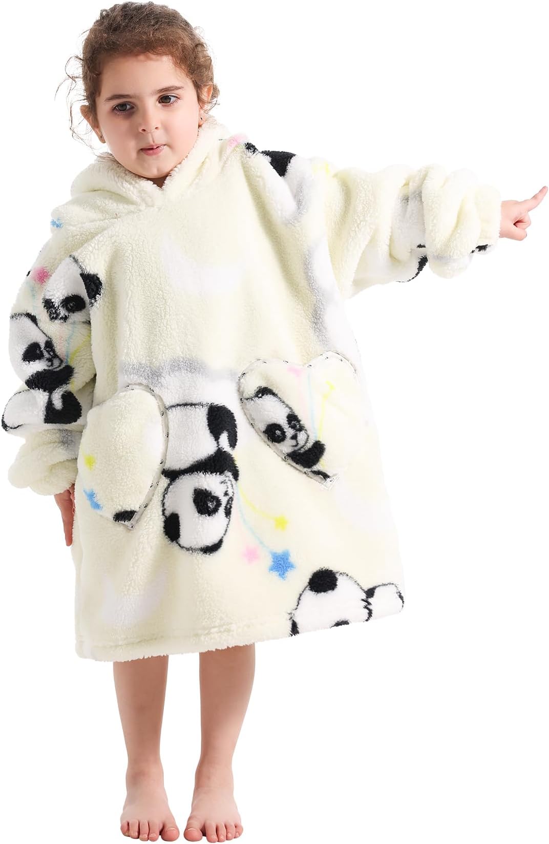 SPSHODOW Wearable Blanket Hoodie for Kids Toddlers Super Warm Cozy Oversized Hooded Blanket Sweatshirt with Pockets for Little Girls Boys