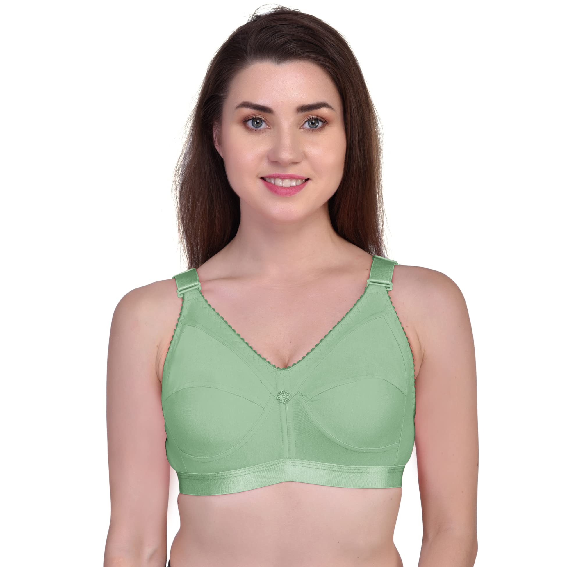oen Women’s Full Coverage Everyday Comfort Bra | Non-Padded Wire-Free Bra with Broad Straps | Soft & Supportive for Women |-picture-33