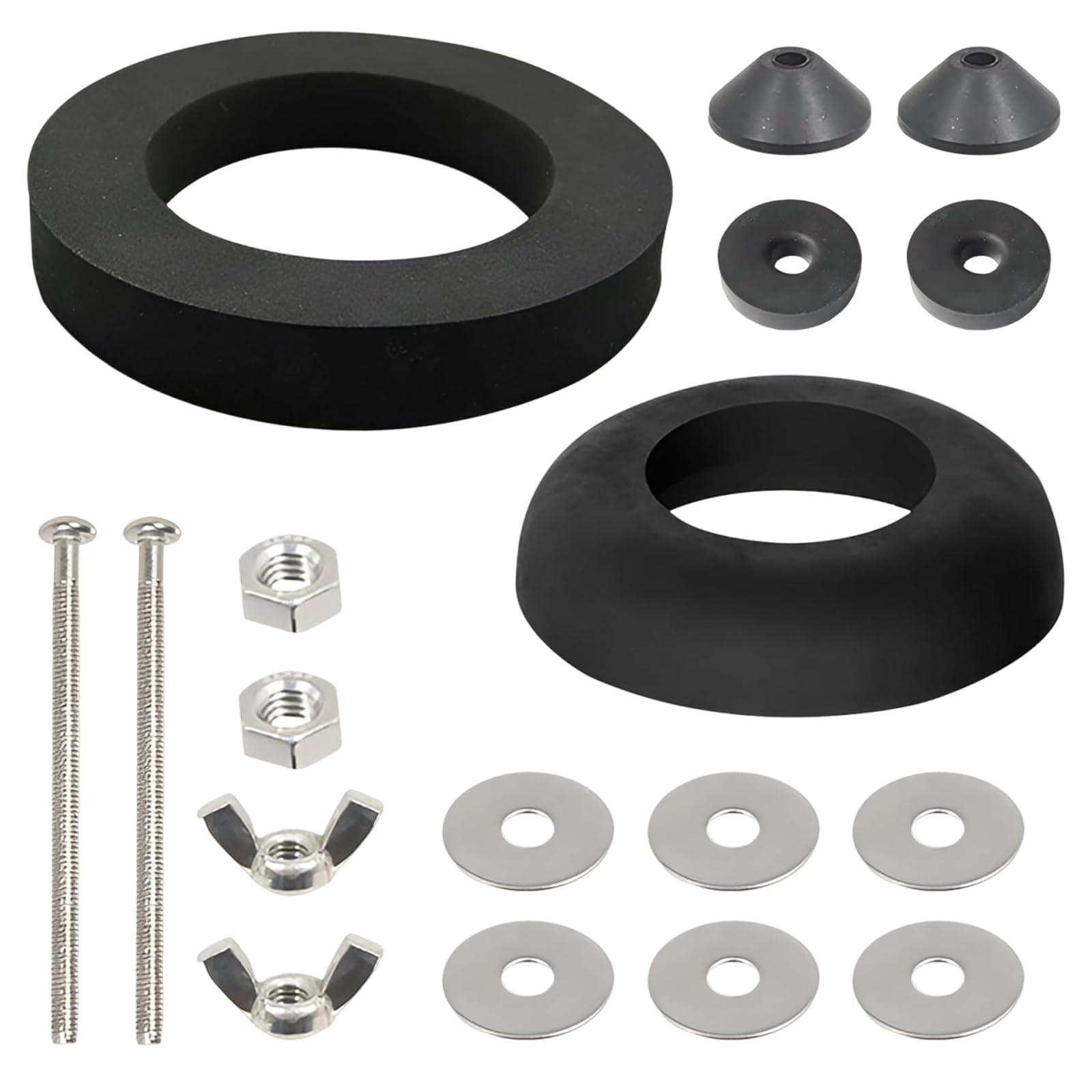 Close Coupled Toilet Cistern Kit 1 Pair Toilet Cistern Seal,Toilet Repair Replacement Kit,Stainless Steel,M6 Bolts Through 2-Inch,3-Inch Sealing Rings,Suitable for Repairing Toilet Tanks