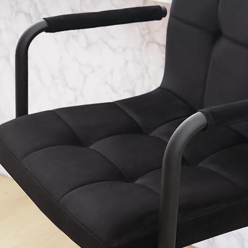 Miniatura 7 de Furnimart Juego de 2 taburetes de bar ajustables giratorios con reposabrazos y reposapiés, sillas de bar tapizadas para cocina y comedor