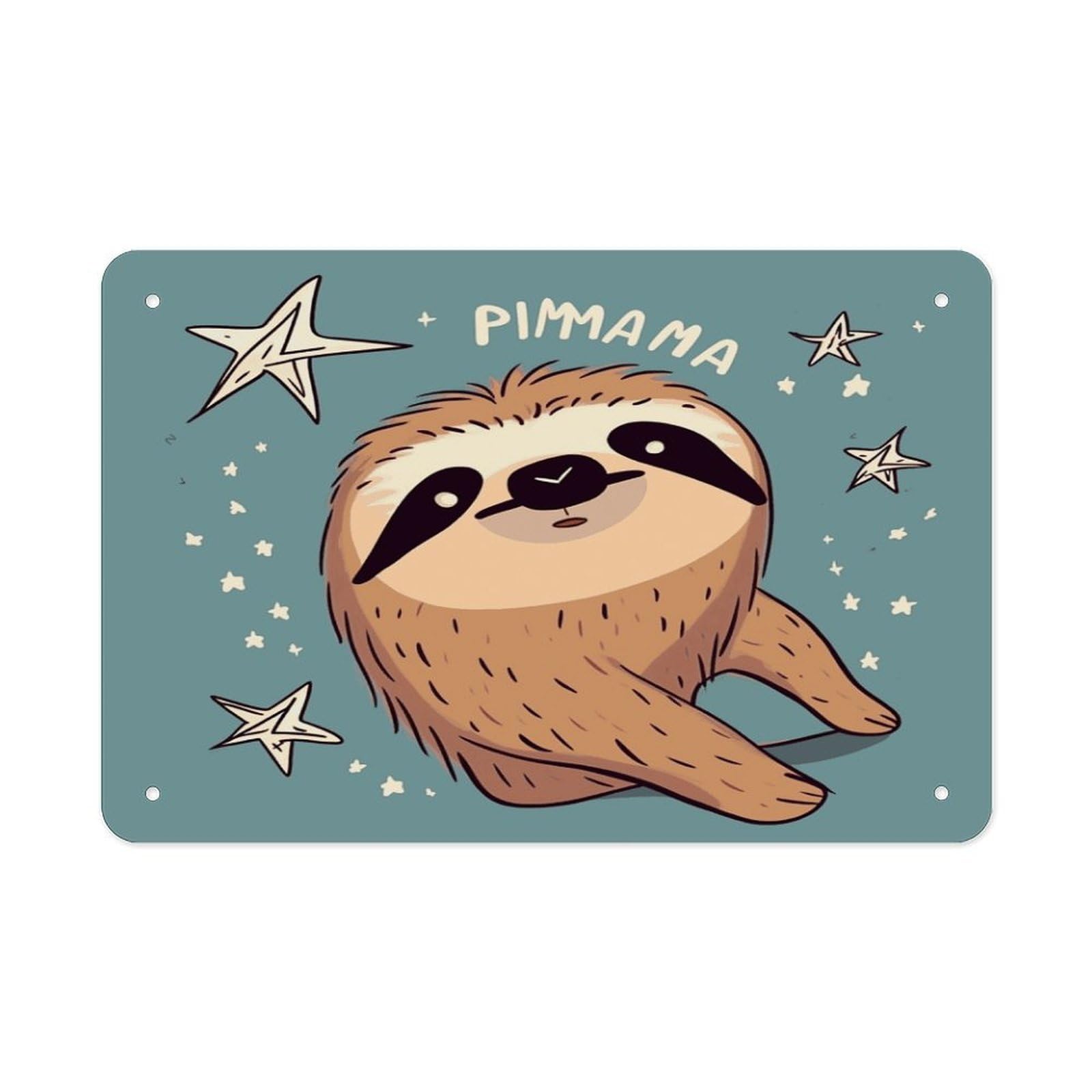 Fekiloot Style Funny Sloth Stars Metal Signs Wall Art Tin Sign