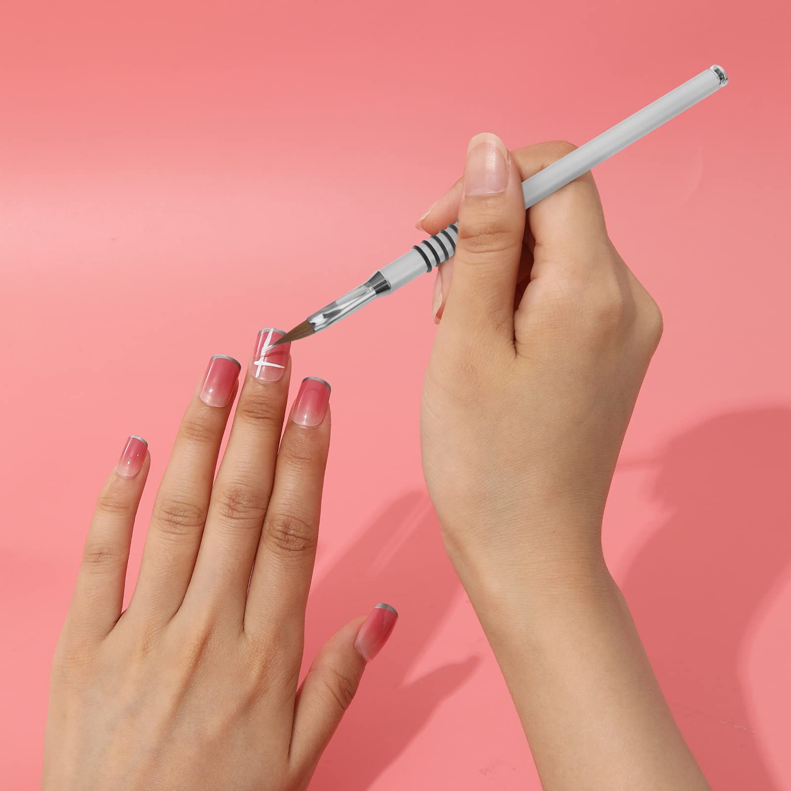 FRCOLOR 8pezzi Pennello Per Nail Art Professionale Strumento Manicure Pratico Con Manico Ergonomico e Setole Resistenti Per Creazioni Unghie Personalizzate e Decorazioni Fai Da Te