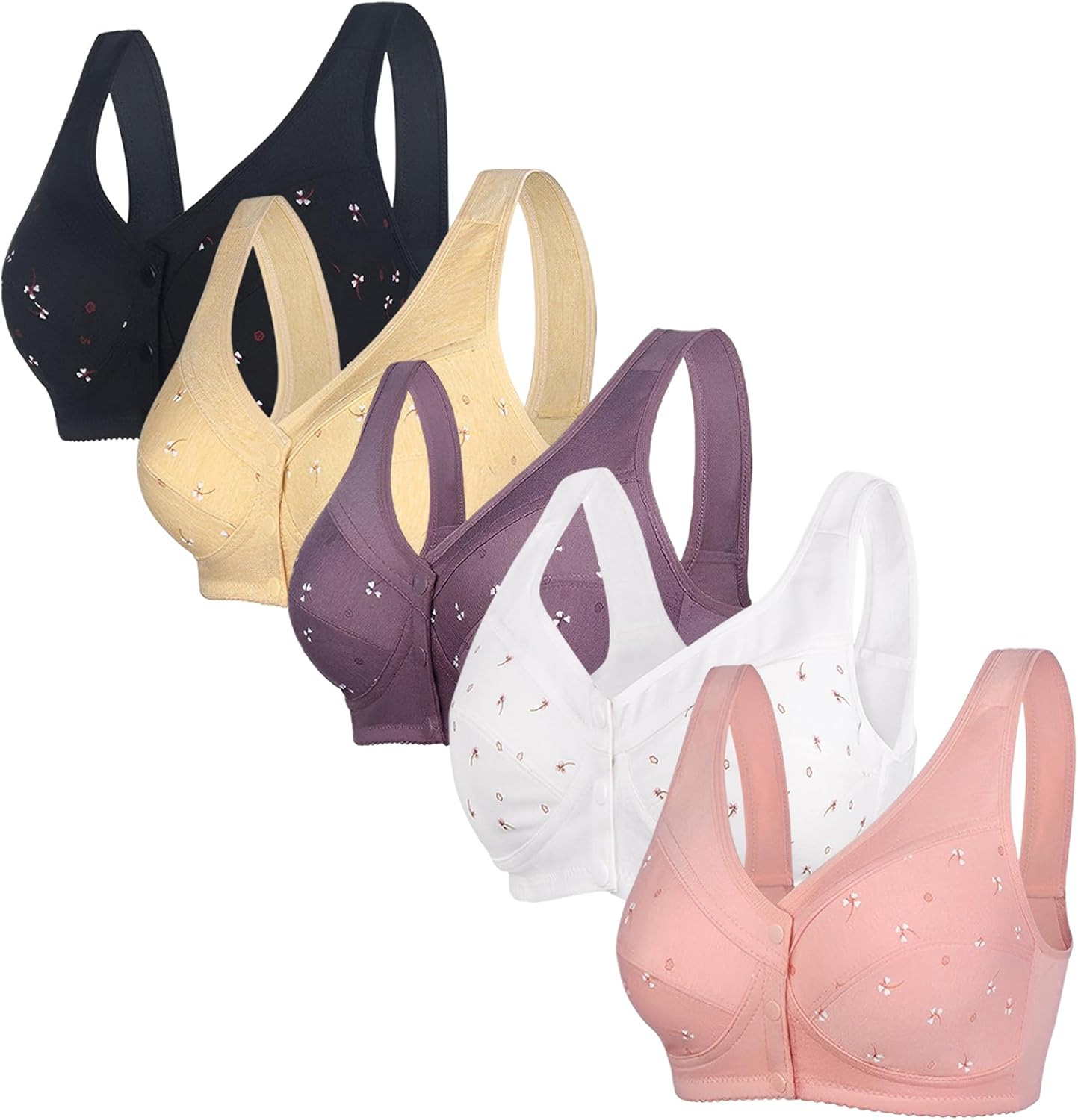 Daisy Bras for Older Women Comfort Soft Breathable Bra Wireless Front Closure Bras