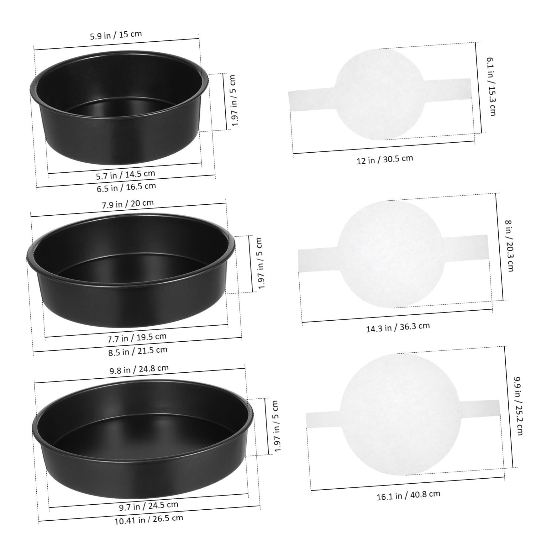 3pièces Lot De Moules à Gâteaux Ronds Antiadhésifs Pour Cuisson Avec Papier Sulfurisé Fournitures De Pâtisserie Pour Gâteaux