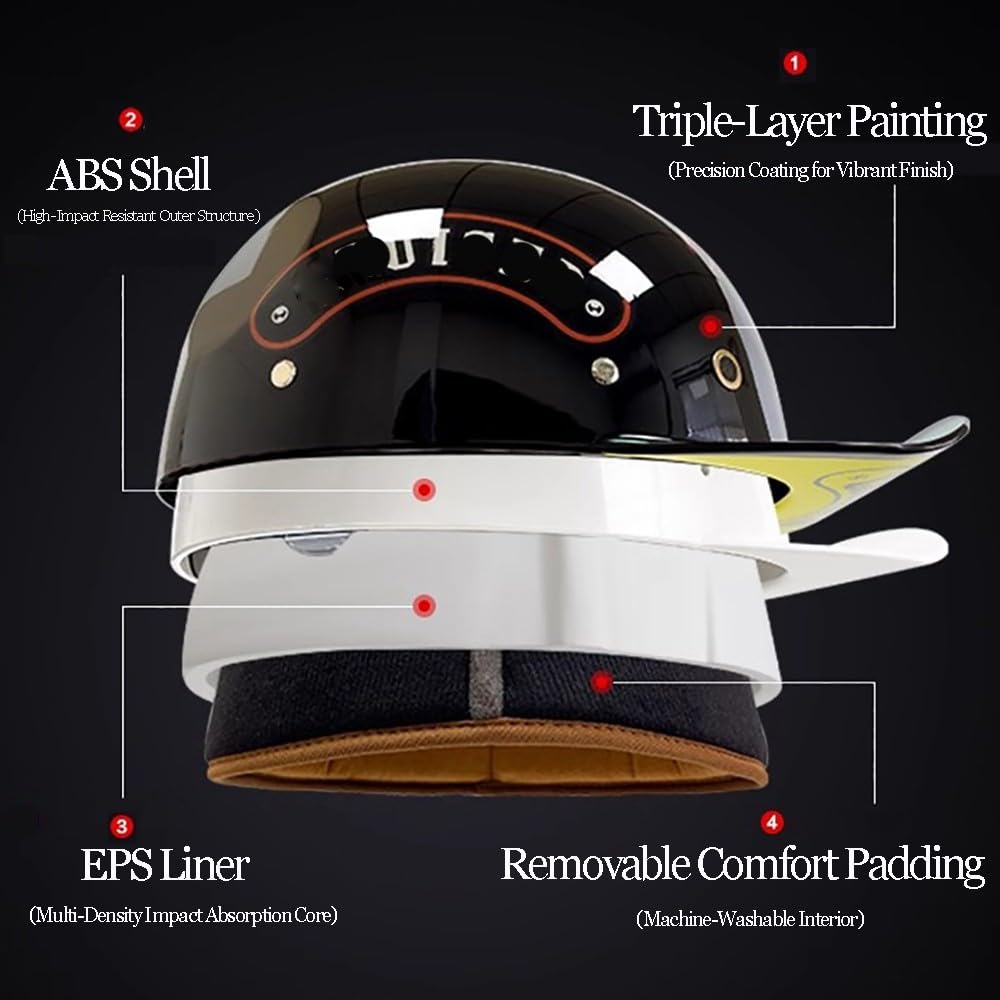 Motorrad Halbhelm, Halbschalenhelm mit Farbverlauf Blaue GläSer, Baseballmütze-Helm ECE-Zulassung Motorradhelm Baseball Cap mit Atmungsaktiven Poren Schnellverschluss