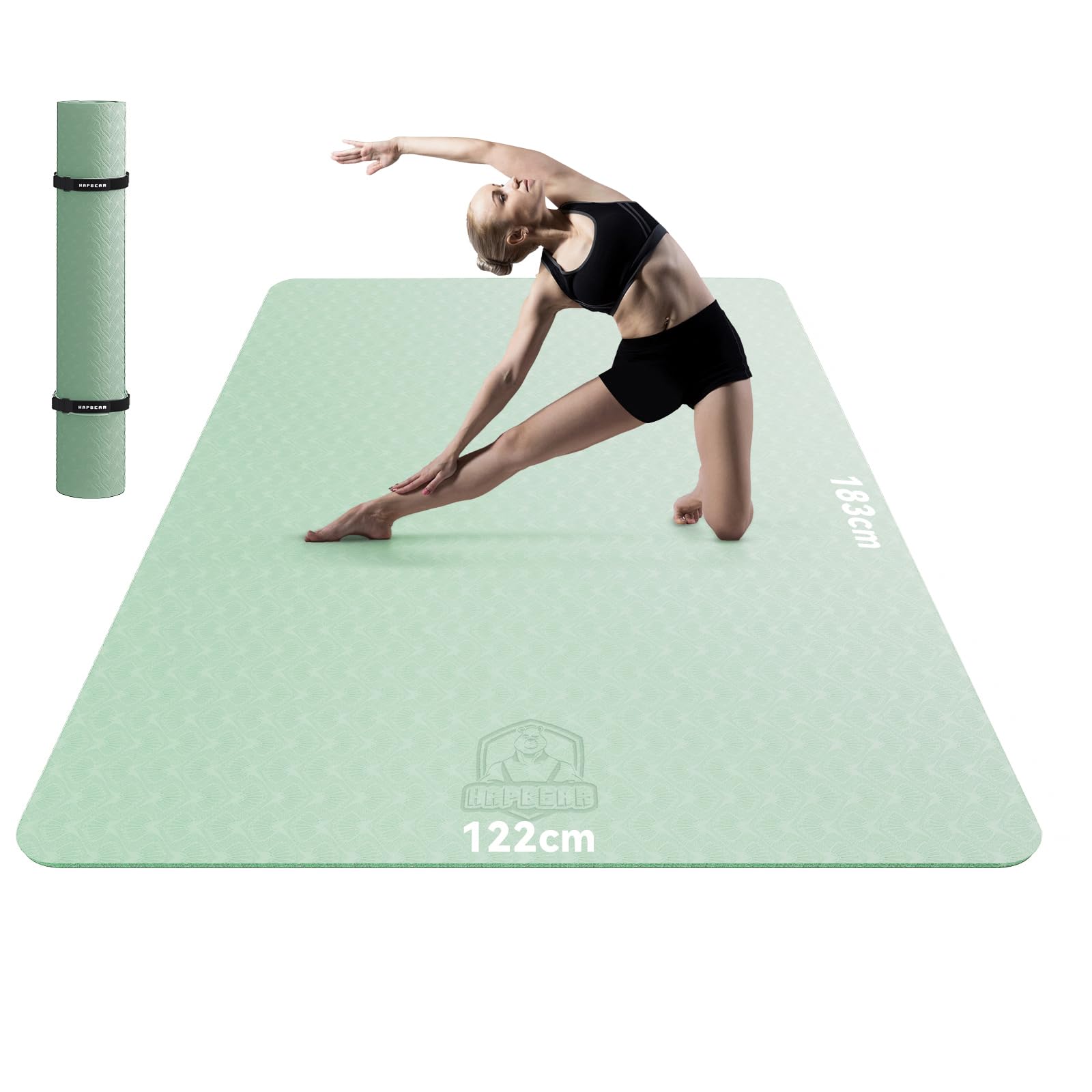 HAPBEAR Yogamatte XXL- Extra Groß Breit Yoga Matte, TPE Sportmatte Fitnessmatte rutschfest 183cm x122cmx 8mm Dicke, Ultra Haltbar, Gymnastikmatte für Pilates, Gym, Zuhause, Workout - 03