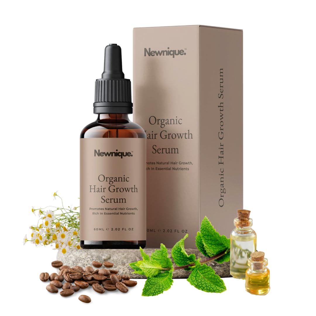 Newnique Organic Hair Growth Oil – Rosemary & Biotin Hair Care for Thicker, Fuller Feel – Natural Hair Oil for Dry Damaged Hair – Cruelty-Free, Veganic Natural Hair Growth Oil for Women & Men