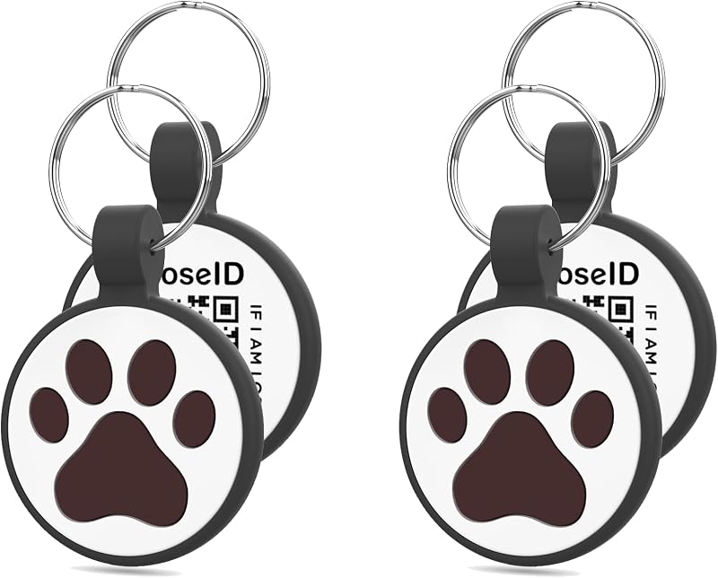 Plaqueta de Identificação com QR Code para Gatos em Silicone WhoseID W23, Preta, 2,54 cm