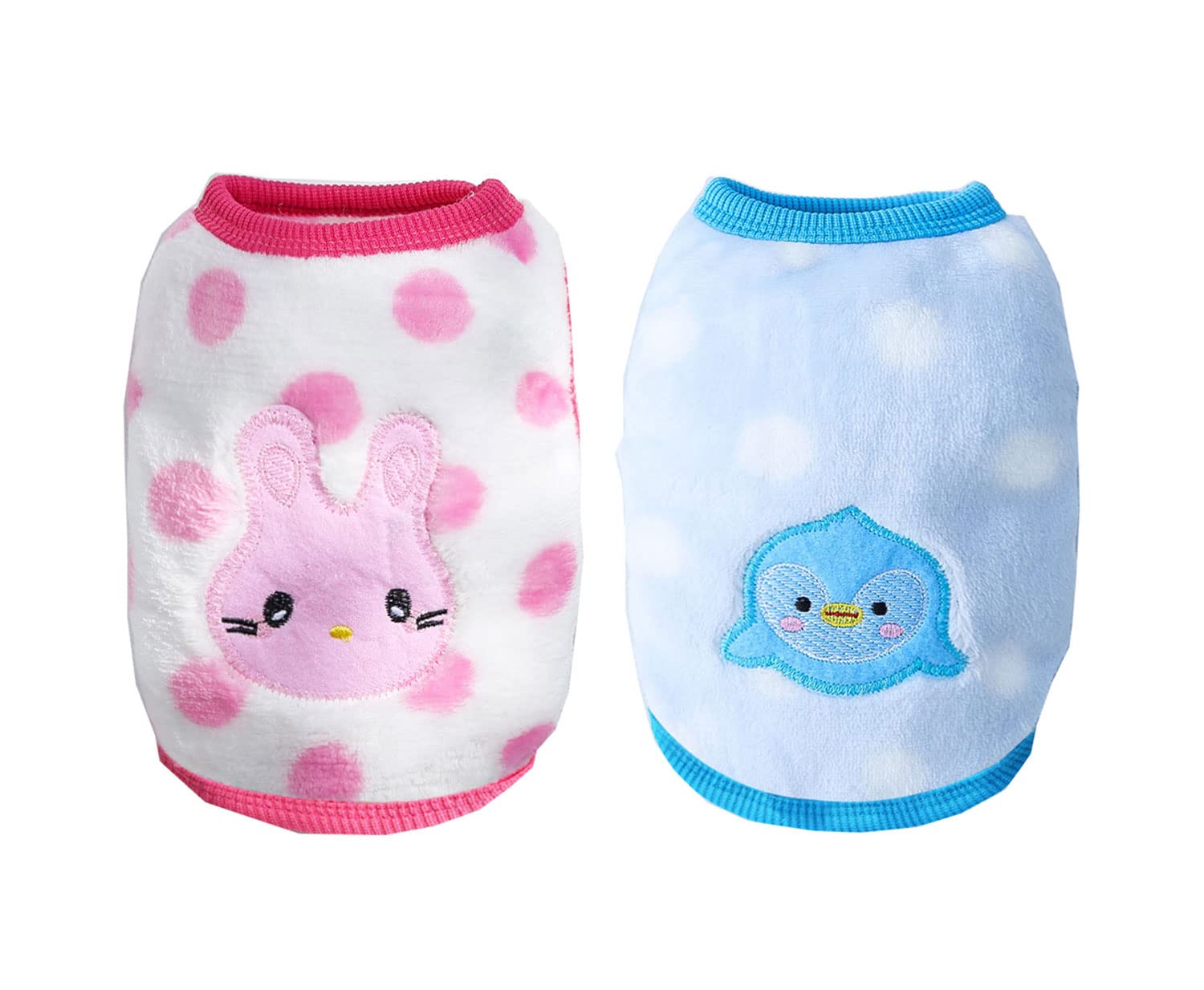 BT Bear Small Dog Clothes, 2PCS Small Dog Clothes Coat Winter Fleece Warm Puppy Jacket Apparel Chihuahua Sweater Clothing Cat Doggie Small Dog Jumper (M,Rabbit and Penguin)