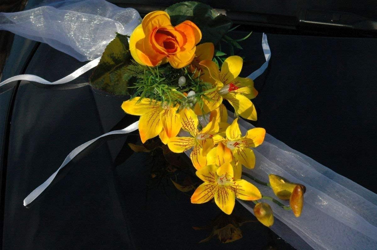 Spitze Strauss car jewellery rose decoration wedding Gelb 5, Yellow 5, Universal - Image 3