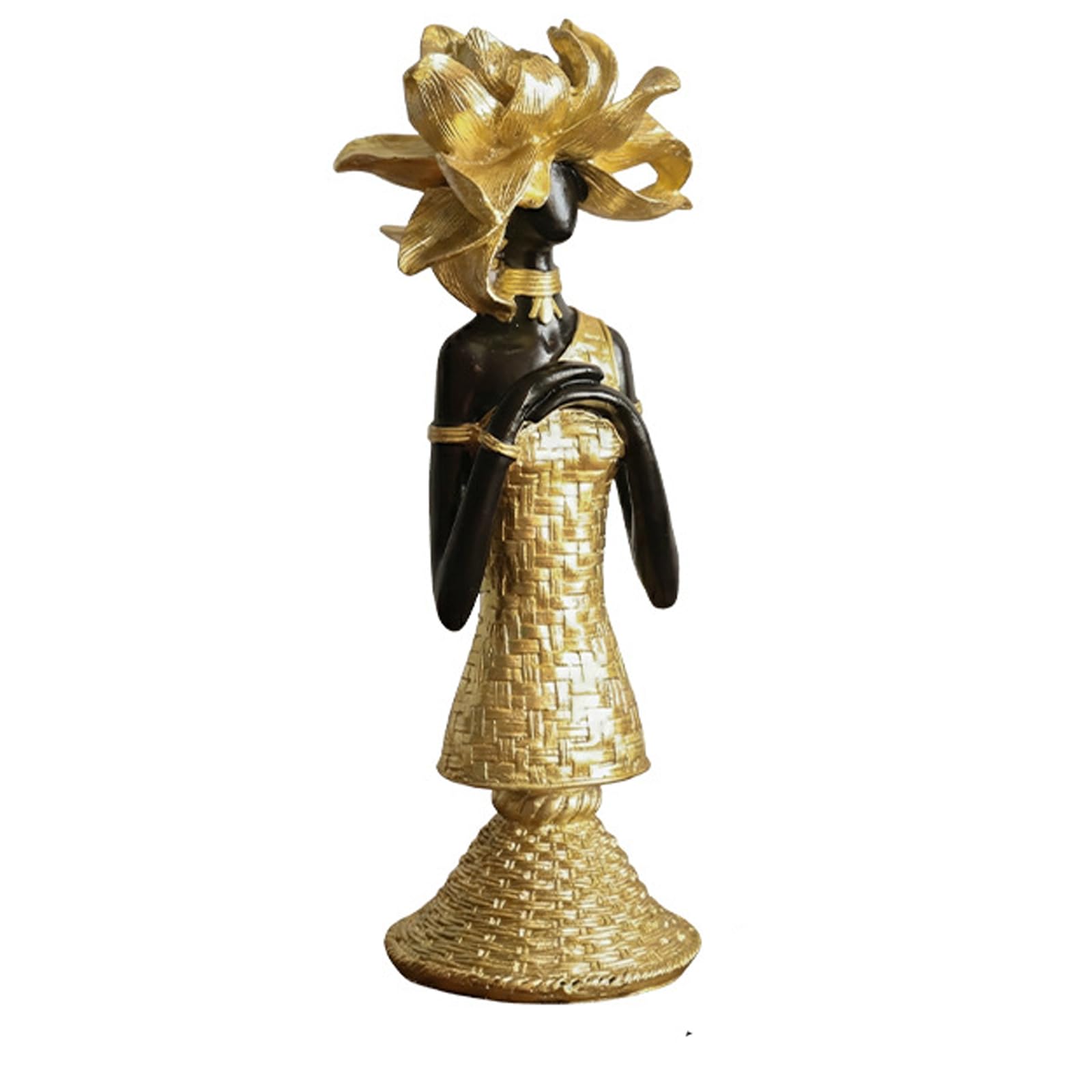 Kangnice Decorsative Sculptures Resin African Woman Statues Home Decors Shelf Decors Accents Exotic Tribal Lady Figurines Gift Collectible Art