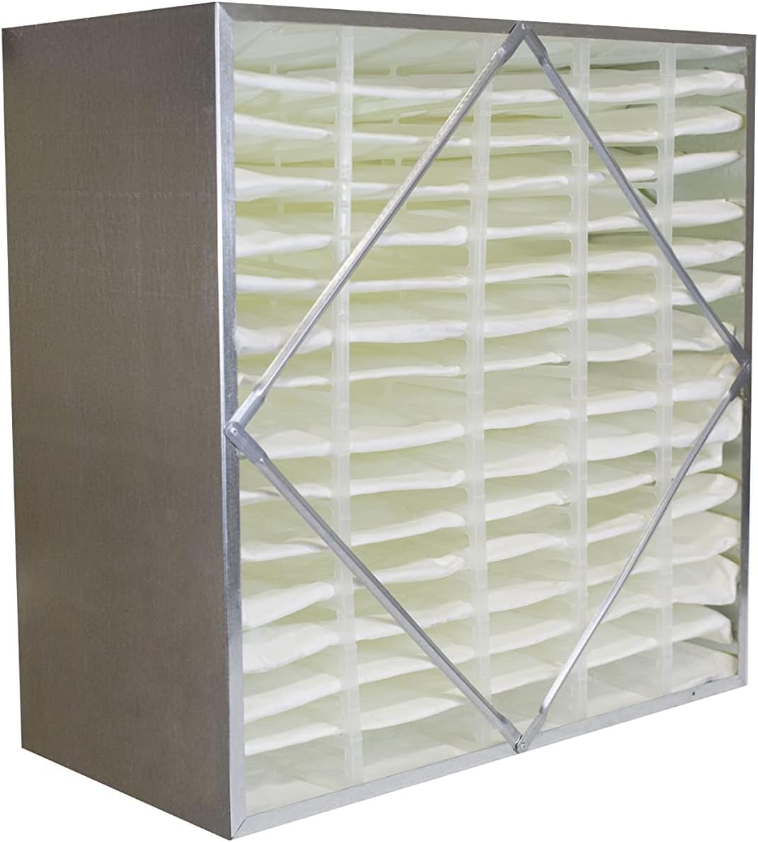 Filterbuy 24x24x12 Air Filter No Header (1-Pack), Rigid Cell Box Filters HVAC (Actual Size: 23.38 x 23.38 x 11.38)