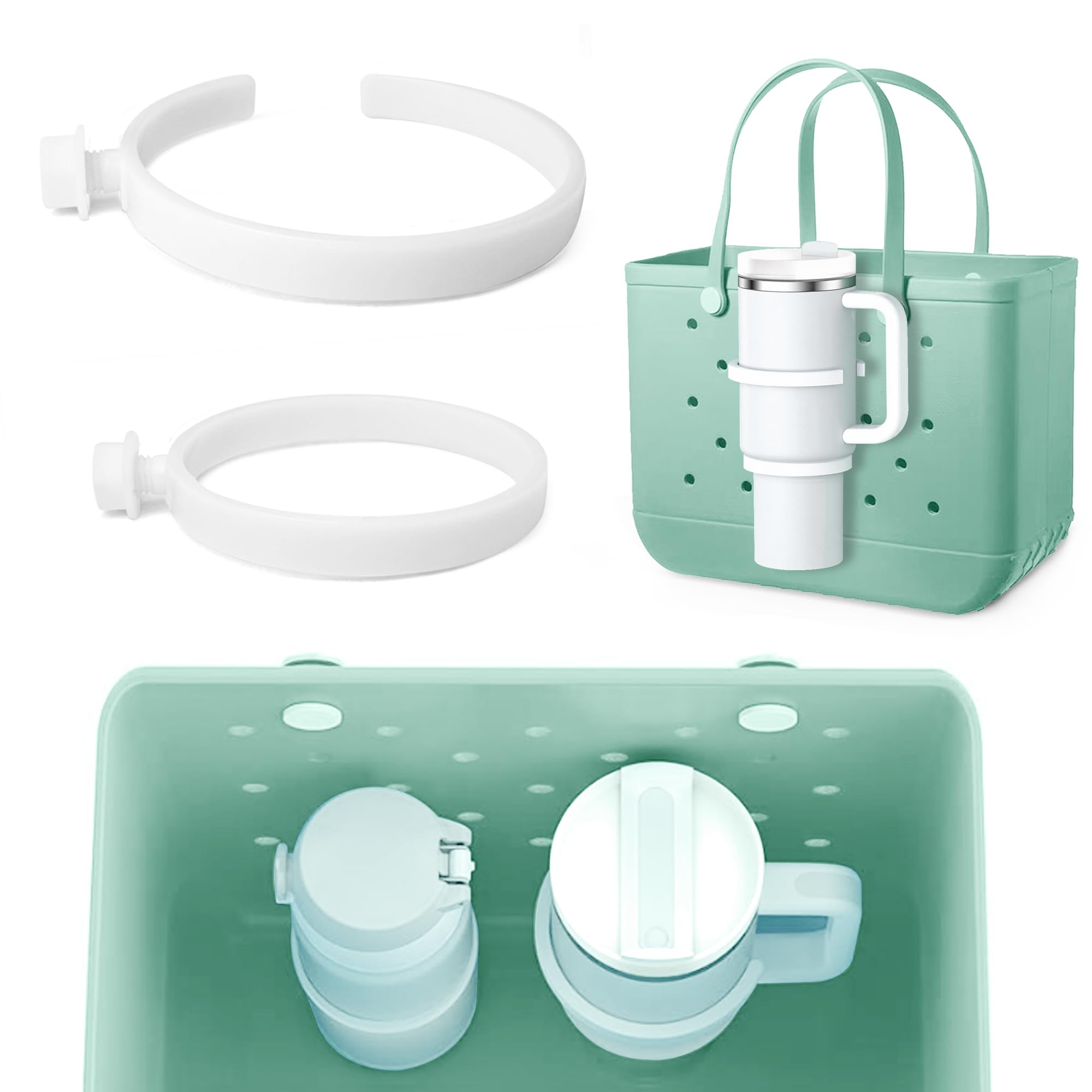 Bogg Bag Cup Holder for Stanley 30oz 40oz, Drink Holder Compatible Bogg/Simple Modern Beach Tote Bags, Adjustable Water Bottle Holder Attachment, Bogg