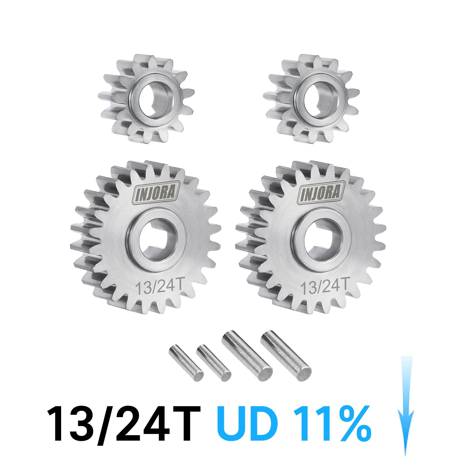 INJORA Stainless Steel 13/24T Underdrive Portal Gears Set for 1/18 RC Crawler Redcat Ascent-18 Upgrade