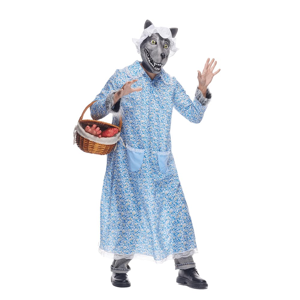 EraSpooky Adulto Big Bad Granny Wolf Disfraz de Wolf Funny Halloween Hada de hadas Little Red Riding Caperina para hombres Mujeres