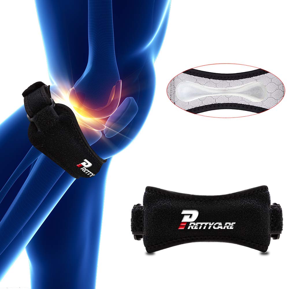 PrettyCare Knee Support Patella Strap, Unique Silicon Material, Fully Adjustable Tendon Brace Band Pad - Pain Relief for Running, Tennis, Basketball, Tendonitis