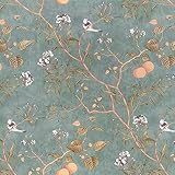 Laatse Green Floral Wallpaper Peel and Stick Bird Wallpaper 17.5' x 196.8' Vintage Leaf Contact Paper Waterproof Self Adhesive Botanical Modern Wall Paper for Bedroom Kitchen Cabinet Decor