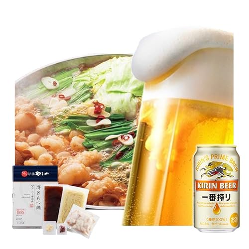 一番搾り 生ビール 350ml(24本)×博多 もつ鍋 あごだし醤油味 1〜2人前セット[配送不可:離島]