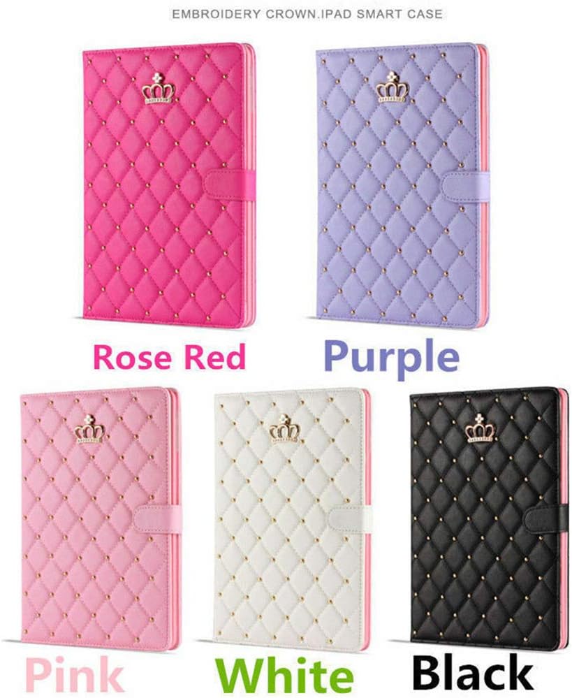 Cute Crown Case for iPad Air 11-inch M2 2024/5th/4th 10.9'',iPad Pro 11 Inch,Flip Bling Diamond PU Leather [Smart Auto Sleep/Wake Pencil Holder Stand] iPad Air 6/5/4/iPad Pro 11 (Pink)