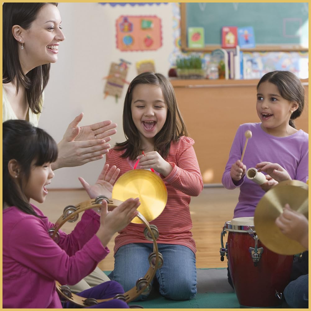 Cymbale Gong à Main en Laiton de 12cm, avec Marteau de Jeu Rond, pour Percussion, Orchestre d'Opéra d'Église