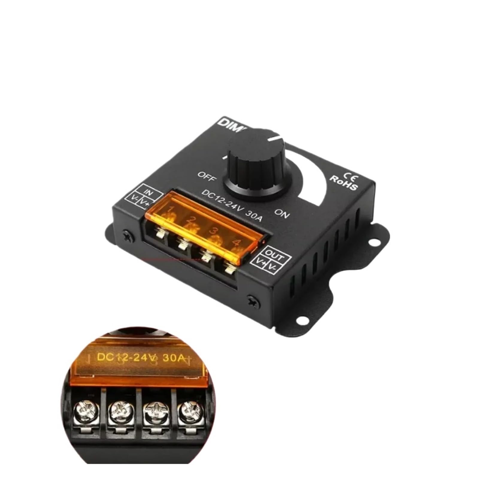 DC 12V-24V LED-Dimmerschalter 30A LED-Monochrom-Controller, PWM-Digital-Dimm-Lichtleiste, Monochrom-Licht-LED-Dimmer-Controller
