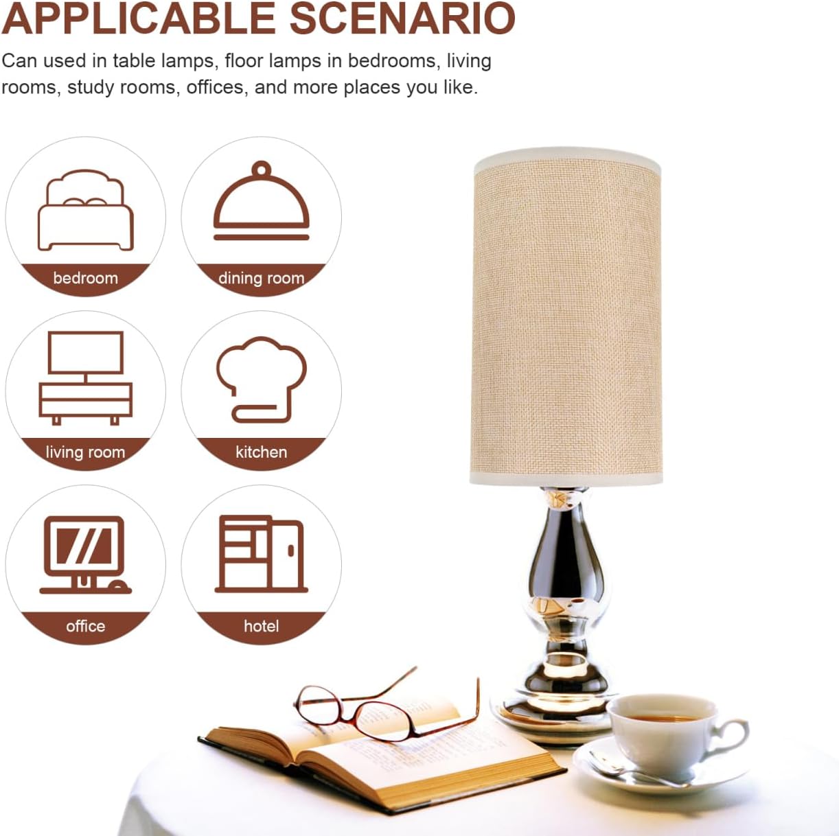 Gadpiparty Small Drum Lampshade E27 Base Linen Fabric Light Cover Replacement for Indoor Table Floor Lamps