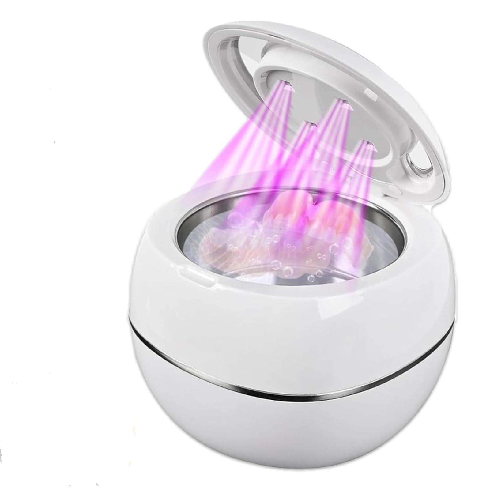 Ultrasonic Retainer Cleaner，For Dentures, Retainers, Aligners, Mouthguards & Jewelry – 360° Deep Cleaning(White)