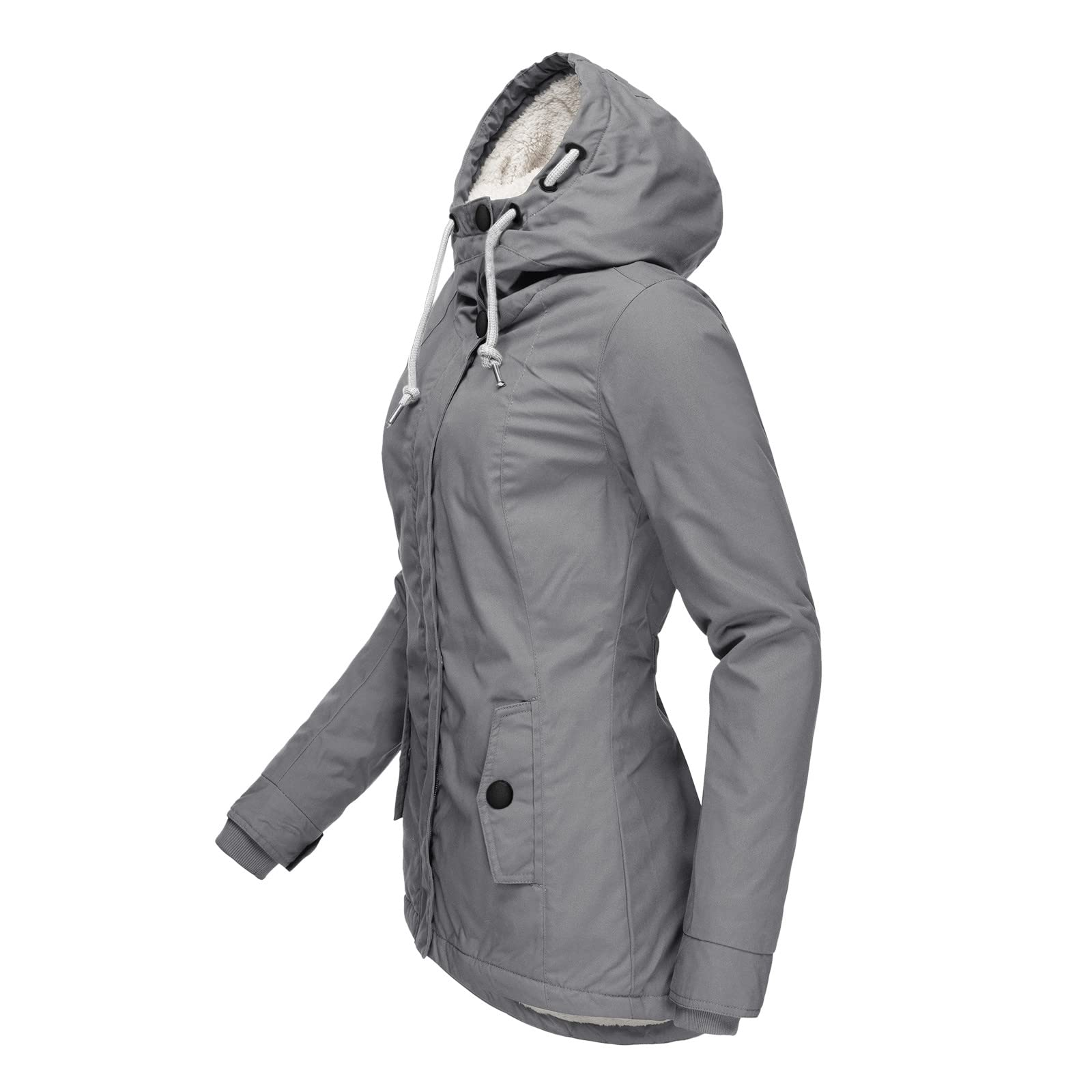 Wintermantel Damen Warm Elegant Winterparka Lang Gefüttert Wasserdicht Softshell Jacke Winterjacke Mantel mit Kapuze Atmungsaktiv Leicht Übergangsjacke Reißverschluss Dicker Winterjacke