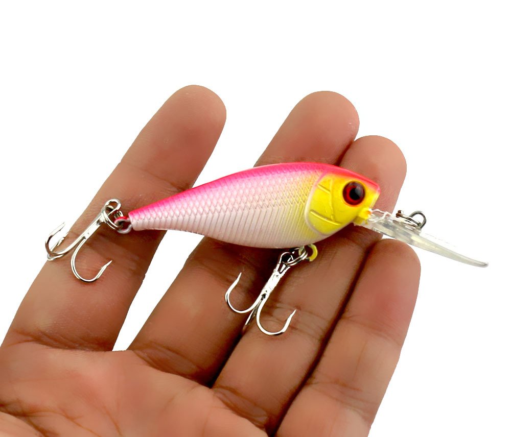 LENPABY Lot de 4 petits leurres de pêche artificiels avec yeux 3D - Vairon dur flottant profond - 7,2 g/8 cm