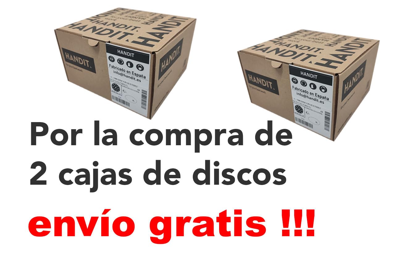 Discos de lija abrasivos HANDIT ECO con gancho, diametro Ø150 mm 15 aspiraciones (GRANO 180, 100 UNIDADES)