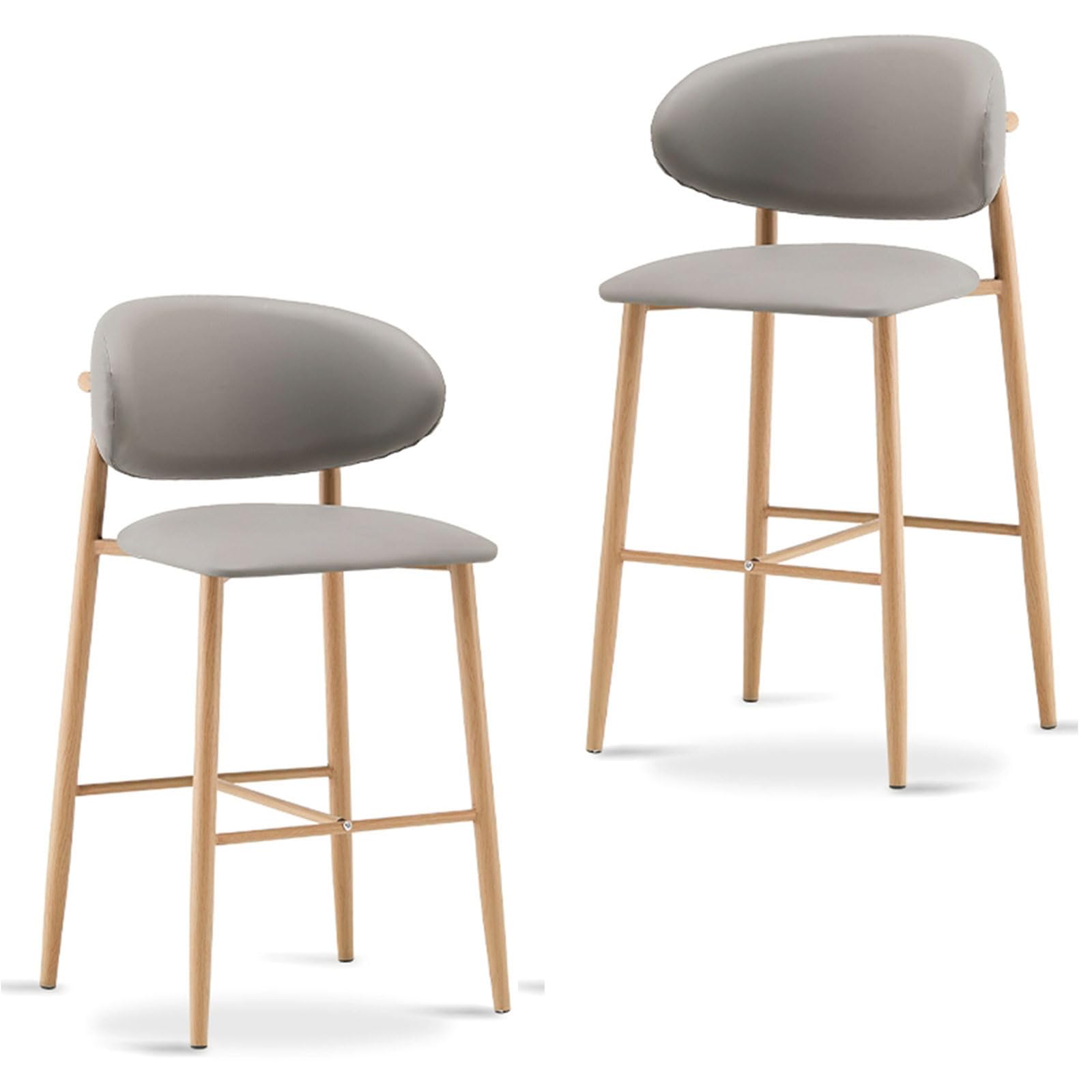 Ensemble de 2 tabourets de Bar rembourrés, Hauteur comptoir 56/66/76 cm, avec Repose-Pieds et Pieds en métal Robustes, pour la Maison, Un pub, Une Cuisine ou Un café.
