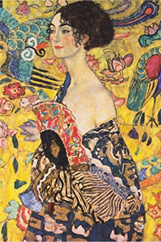 Gustav Klimt Lady With Fan Poster 1918 Woman With Fan Painting Asian Influenced Austrian Symbolist Painter Cool Wall Art Print Poster 24x36