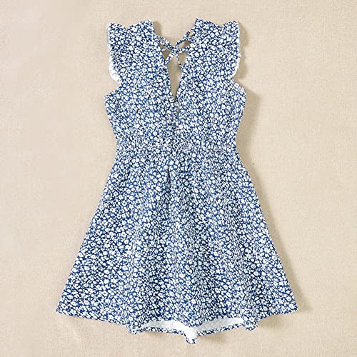 Mommy and Me Dresses Matching Outfits Floral Sleeveless Spaghetti Strap V Neck Sunflower Beach Dress for Mother and Daughter3